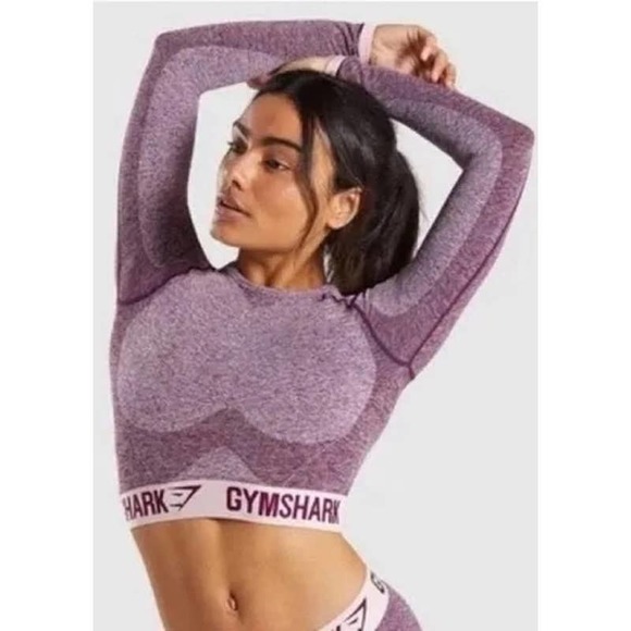 Gymshark Flex Longsleeve Crop Top – Dark Ruby, Size Medium - Picture 1 of 4
